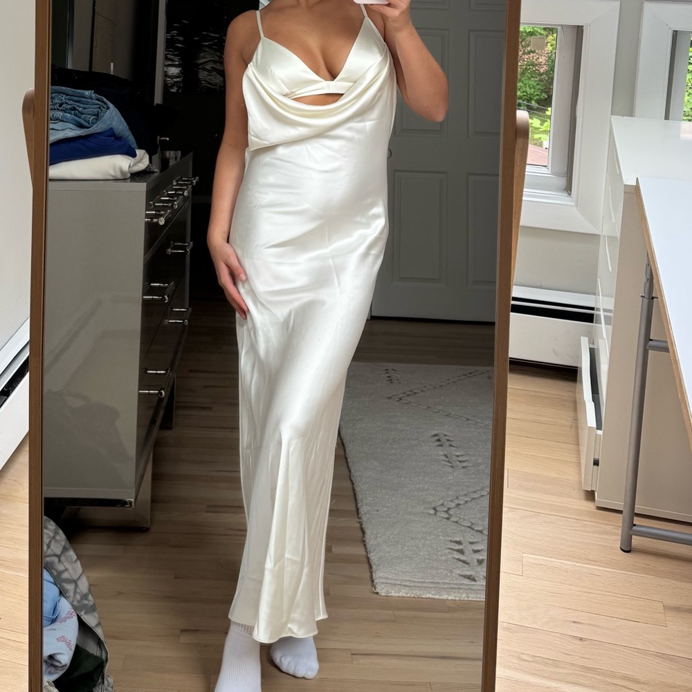 Elegant Cream Satin Gown